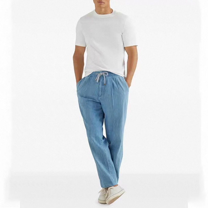 loro piana drawstring denim trousers